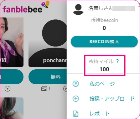 fanblebeeのマイル表示